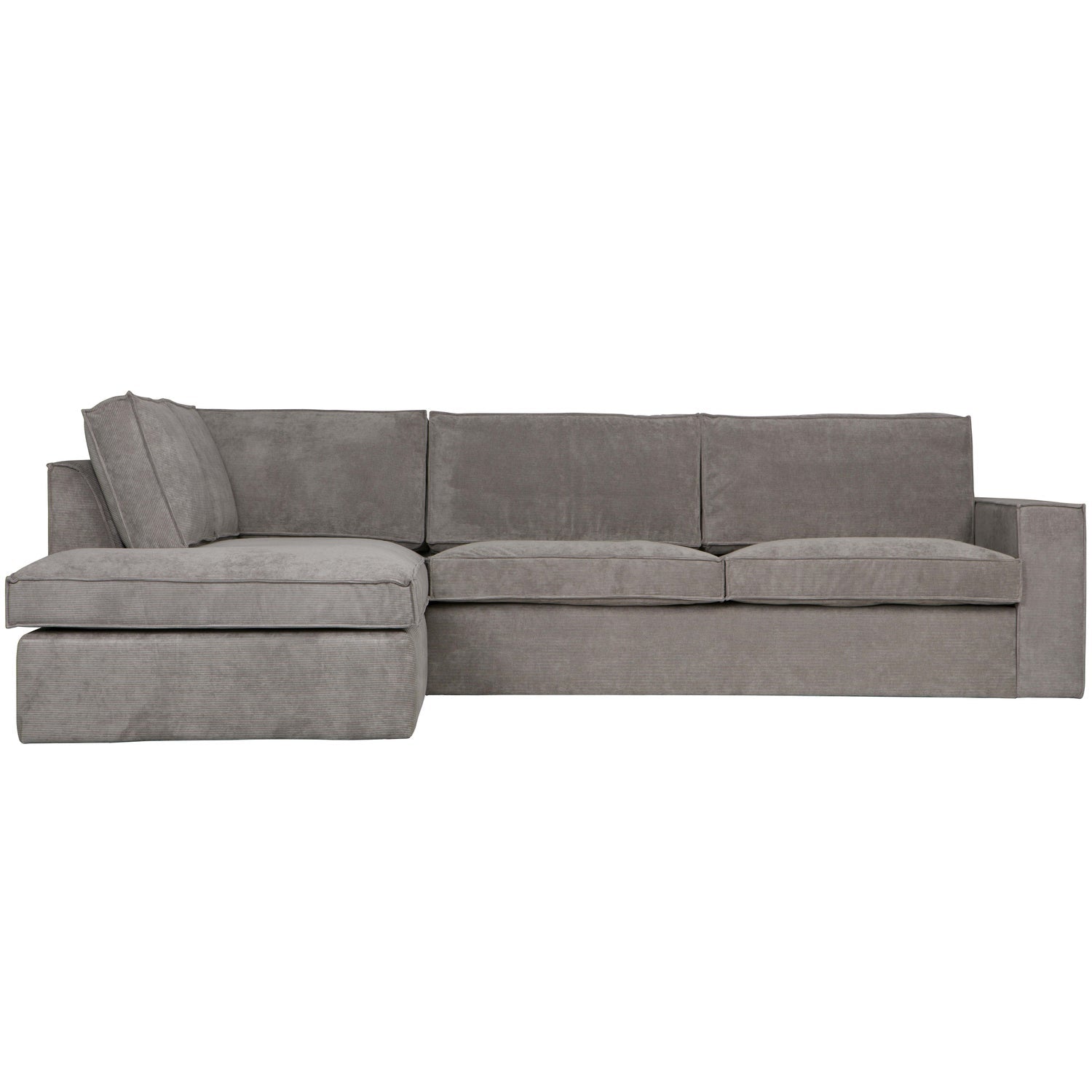 Woood Thomas Hoekbank 2-Zits Bank + Chaise Longue Links Ribstof Verweerd Groen - KwaliteitWonen.nl