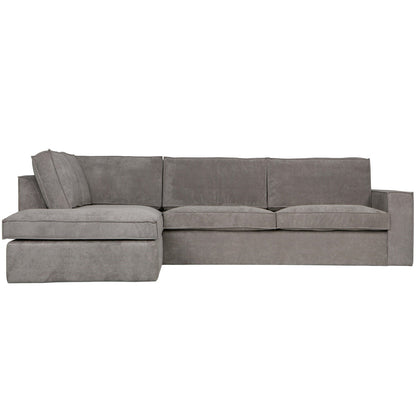Woood Thomas Hoekbank 2-Zits Bank + Chaise Longue Links Ribstof Verweerd Groen - KwaliteitWonen.nl