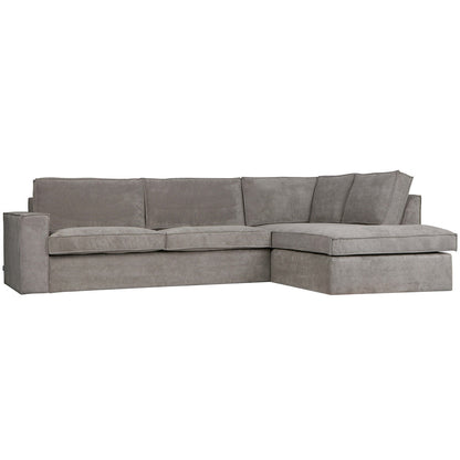 Woood Thomas Hoekbank 2-Zits Bank + Chaise Longue Rechts Ribstof Verweerd Groen - KwaliteitWonen.nl