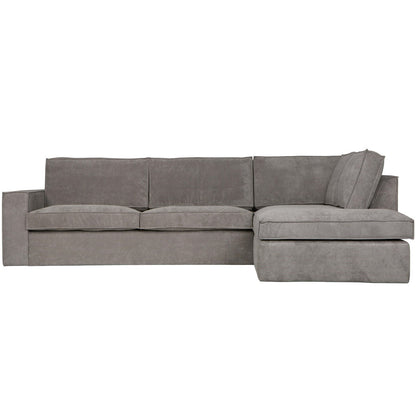 Woood Thomas Hoekbank 2-Zits Bank + Chaise Longue Rechts Ribstof Verweerd Groen - KwaliteitWonen.nl