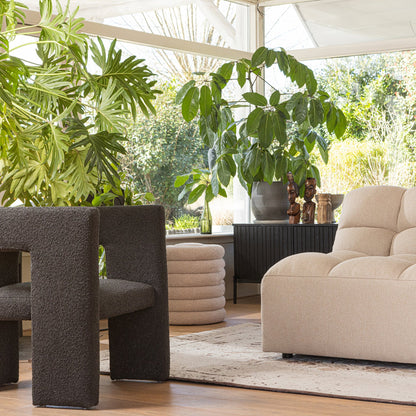 Woood Tiwa Fauteuil Boucle Donkergrijs - KwaliteitWonen.nl