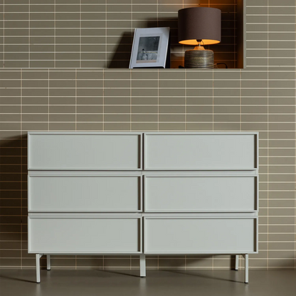 Woood Tours Dressoir Ladekast 6 Lades Melamine MDF Zand - KwaliteitWonen.nl