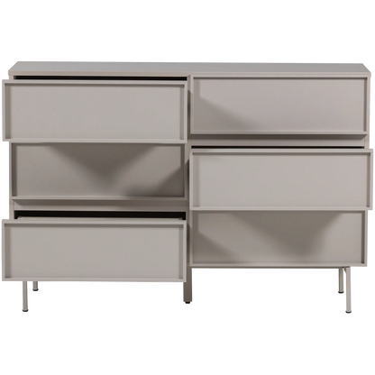 Woood Tours Dressoir Ladekast 6 Lades Melamine MDF Zand - KwaliteitWonen.nl