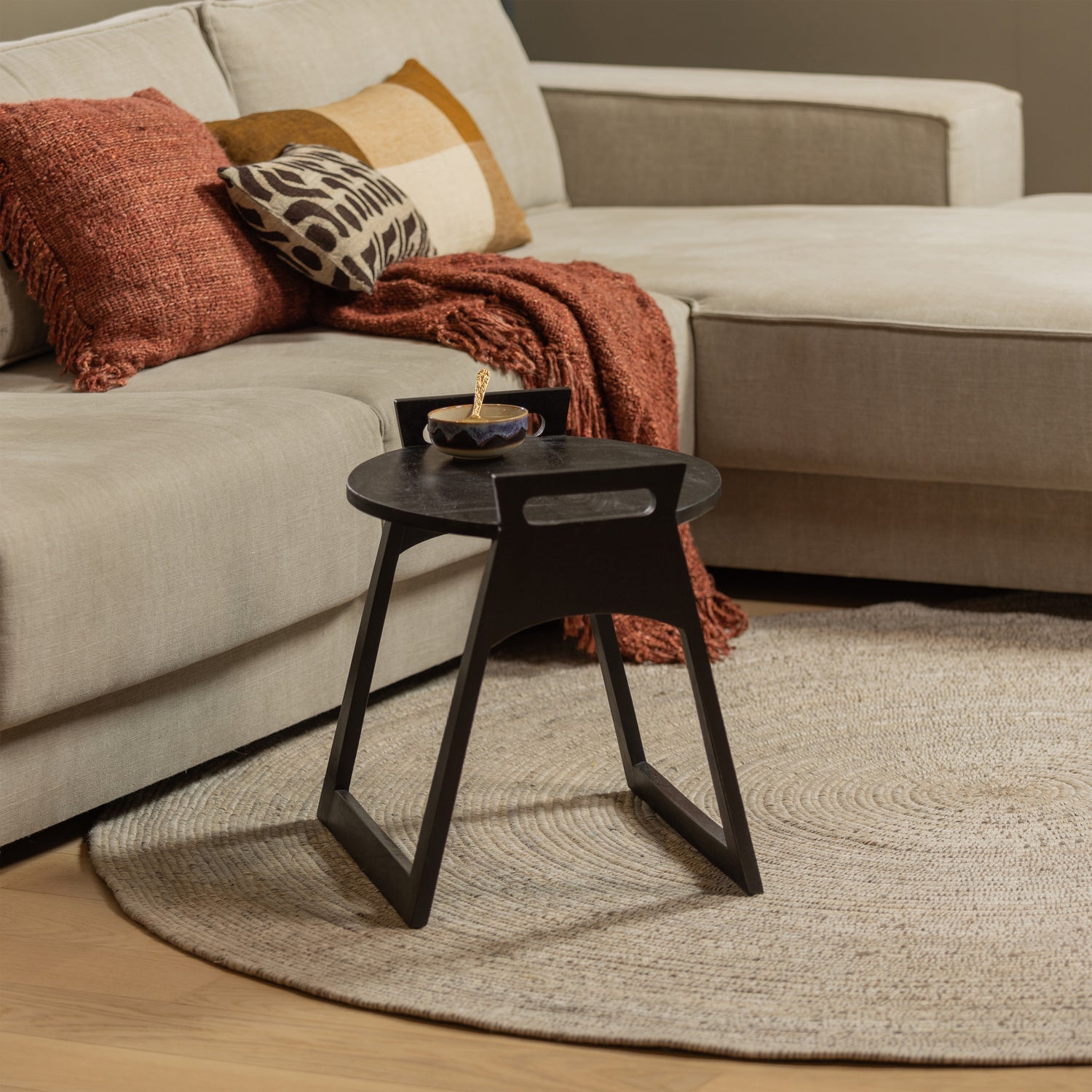 Woood Utopia Vloerkleed Naturel Rond 200cm - KwaliteitWonen.nl