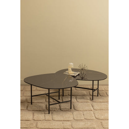 Woood Vajen Salontafel Met Zwart Marmeren Look Blad 70x70cm - KwaliteitWonen.nl