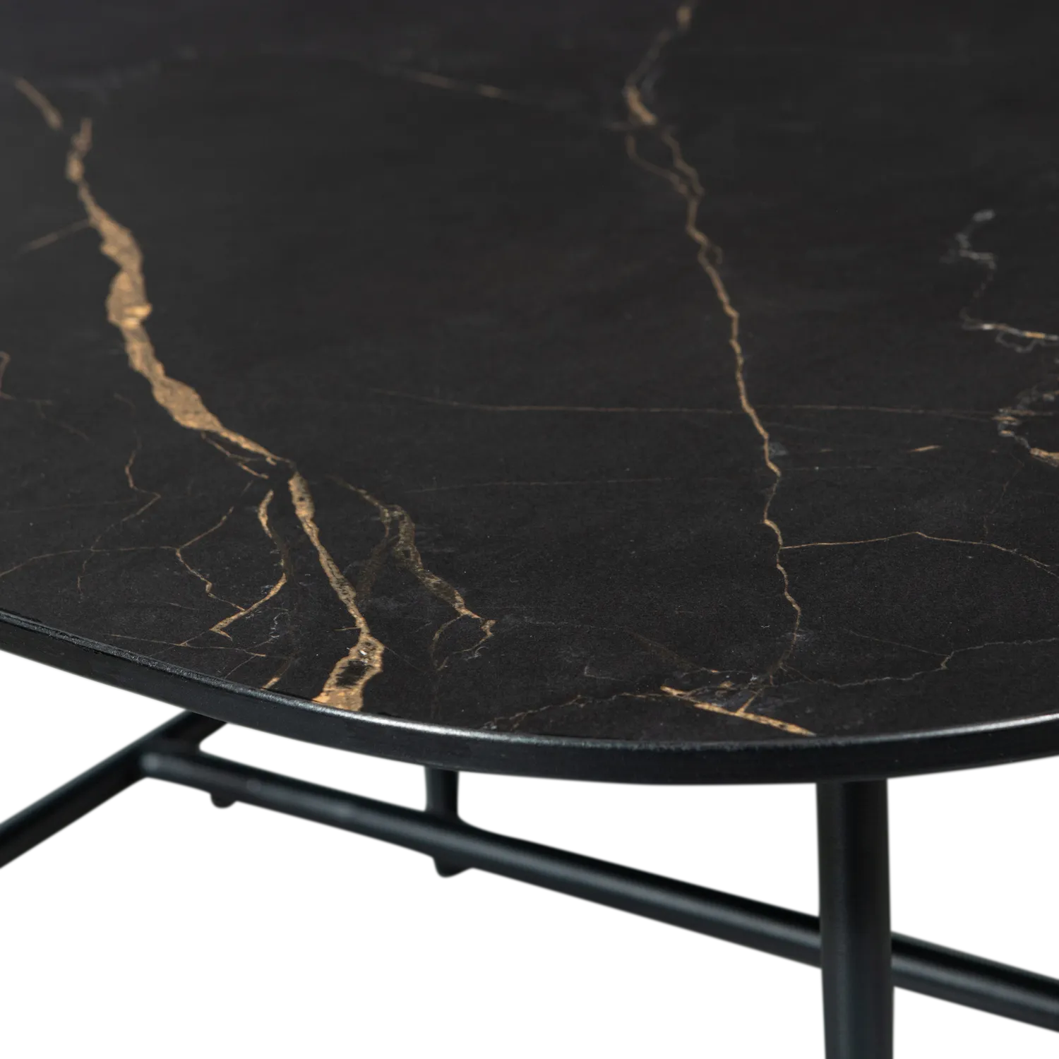 Woood Vajen Salontafel Met Zwart Marmeren Look Blad 70x70cm - KwaliteitWonen.nl
