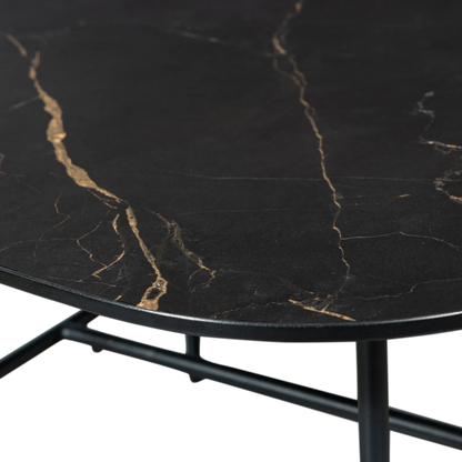 Woood Vajen Salontafel Met Zwart Marmeren Look Blad 70x70cm - KwaliteitWonen.nl