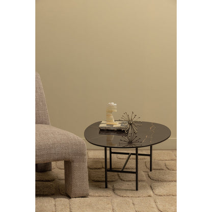 Woood Vajen Salontafel Met Zwart Marmeren Look Blad 80x60cm - KwaliteitWonen.nl