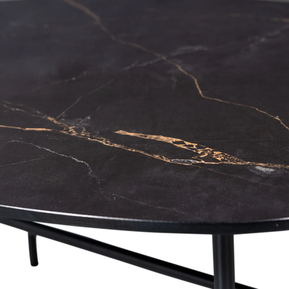 Woood Vajen Salontafel Met Zwart Marmeren Look Blad 80x60cm - KwaliteitWonen.nl