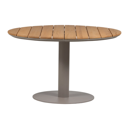 Woood Vela Tuintafel Rond O122 Cm Hout/Aluminium Naturel/Zand [Fsc] - KwaliteitWonen.nl