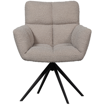 Woood Vinny Draaistoel Met Armleuning Boucle Zand-Kwaliteitwonen.nl