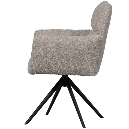 Woood Vinny Draaistoel Met Armleuning Boucle Zand-Kwaliteitwonen.nl