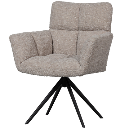 Woood Vinny Draaistoel Met Armleuning Boucle Zand-Kwaliteitwonen.nl