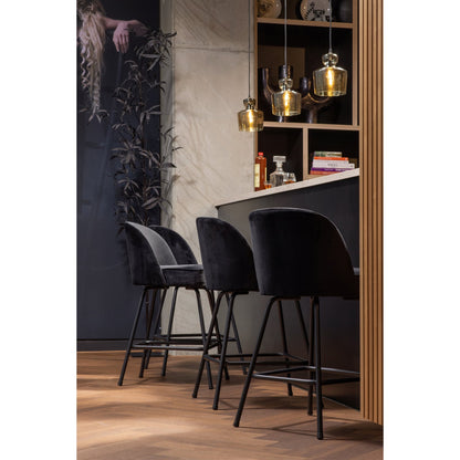 Woood Vogue Barstoel 65 Cm Velvet Zwart - KwaliteitWonen.nl