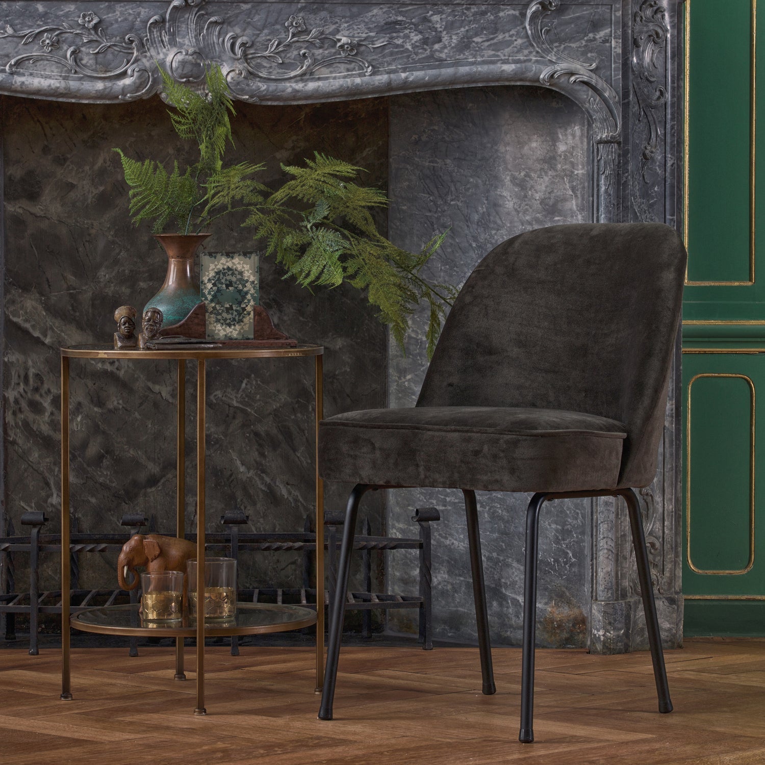 Woood Vogue Eetkamerstoel Velvet Donkergroen - KwaliteitWonen.nl