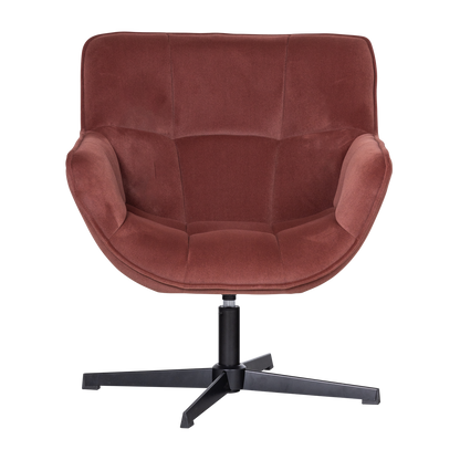 Woood Wibo Draaifauteuil Mat Velvet Bruinrood [Fsc]-Kwaliteitwonen.nl
