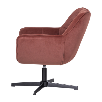 Woood Wibo Draaifauteuil Mat Velvet Bruinrood [Fsc]-Kwaliteitwonen.nl