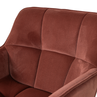 Woood Wibo Draaifauteuil Mat Velvet Bruinrood [Fsc]-Kwaliteitwonen.nl