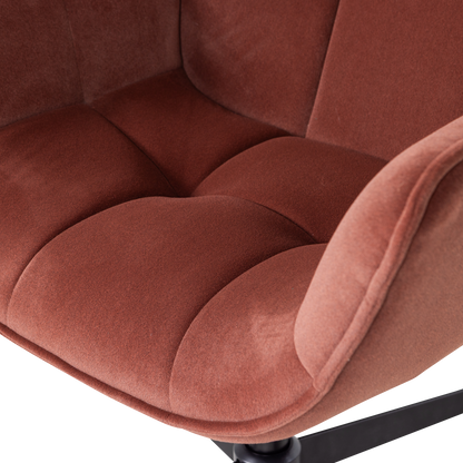Woood Wibo Draaifauteuil Mat Velvet Bruinrood [Fsc]-Kwaliteitwonen.nl