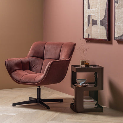 Woood Wibo Draaifauteuil Mat Velvet Bruinrood [Fsc] - KwaliteitWonen.nl