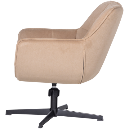 Woood Wibo Draaifauteuil Mat Velvet Zand [Fsc]-Kwaliteitwonen.nl
