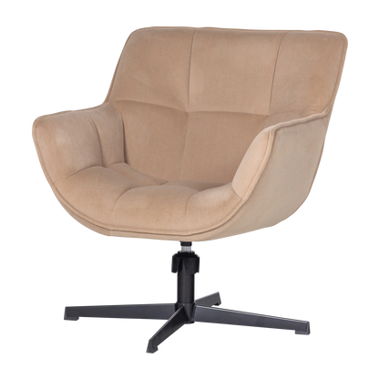 Woood Wibo Draaifauteuil Mat Velvet Zand [Fsc] - KwaliteitWonen.nl