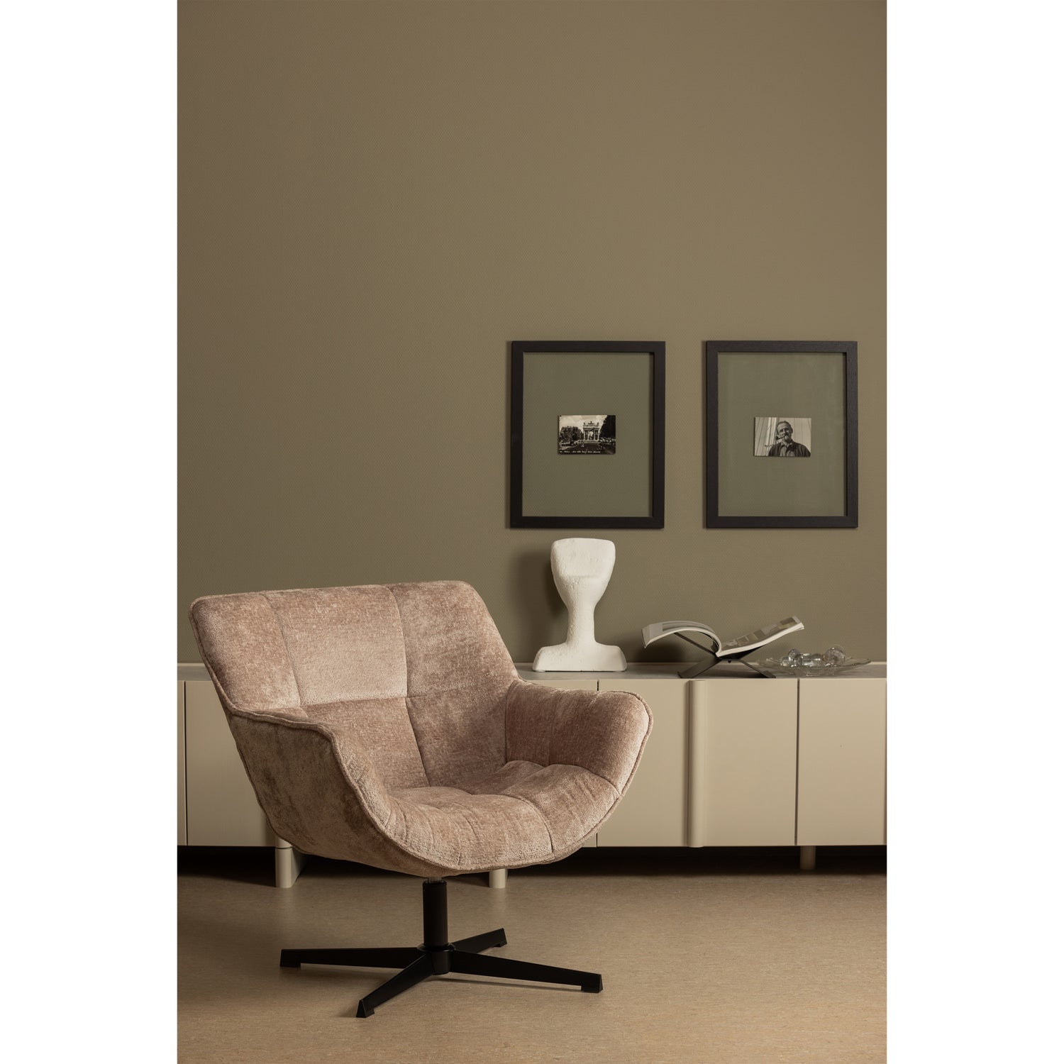 Woood Wibo Draaifauteuil Taupe-Kwaliteitwonen.nl