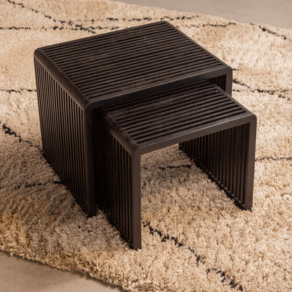 Woood Willa Bijzettafels Recycled Teak Zwart (Set Van 2) - KwaliteitWonen.nl