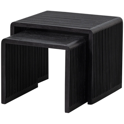 Woood Willa Bijzettafels Recycled Teak Zwart (Set Van 2) - KwaliteitWonen.nl