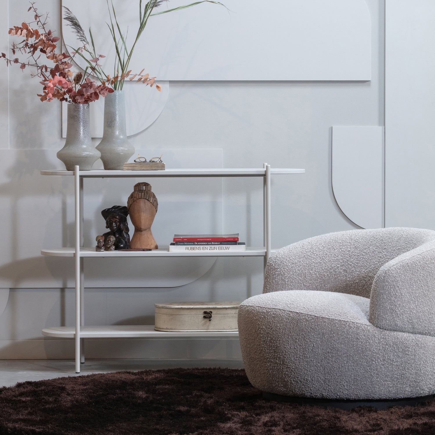 Woood Woolly Draaifauteuil Boucle Naturel Melange - KwaliteitWonen.nl