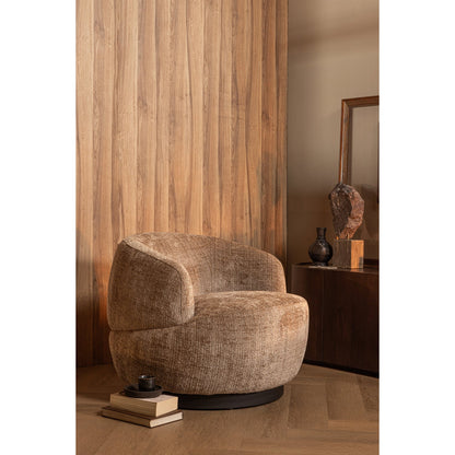 Woood Woolly Draaifauteuil Chenille Zand - KwaliteitWonen.nl