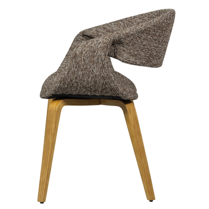 Woood Yossi Eetkamerstoel Bruin Met Houten Poot Naturel - KwaliteitWonen.nl