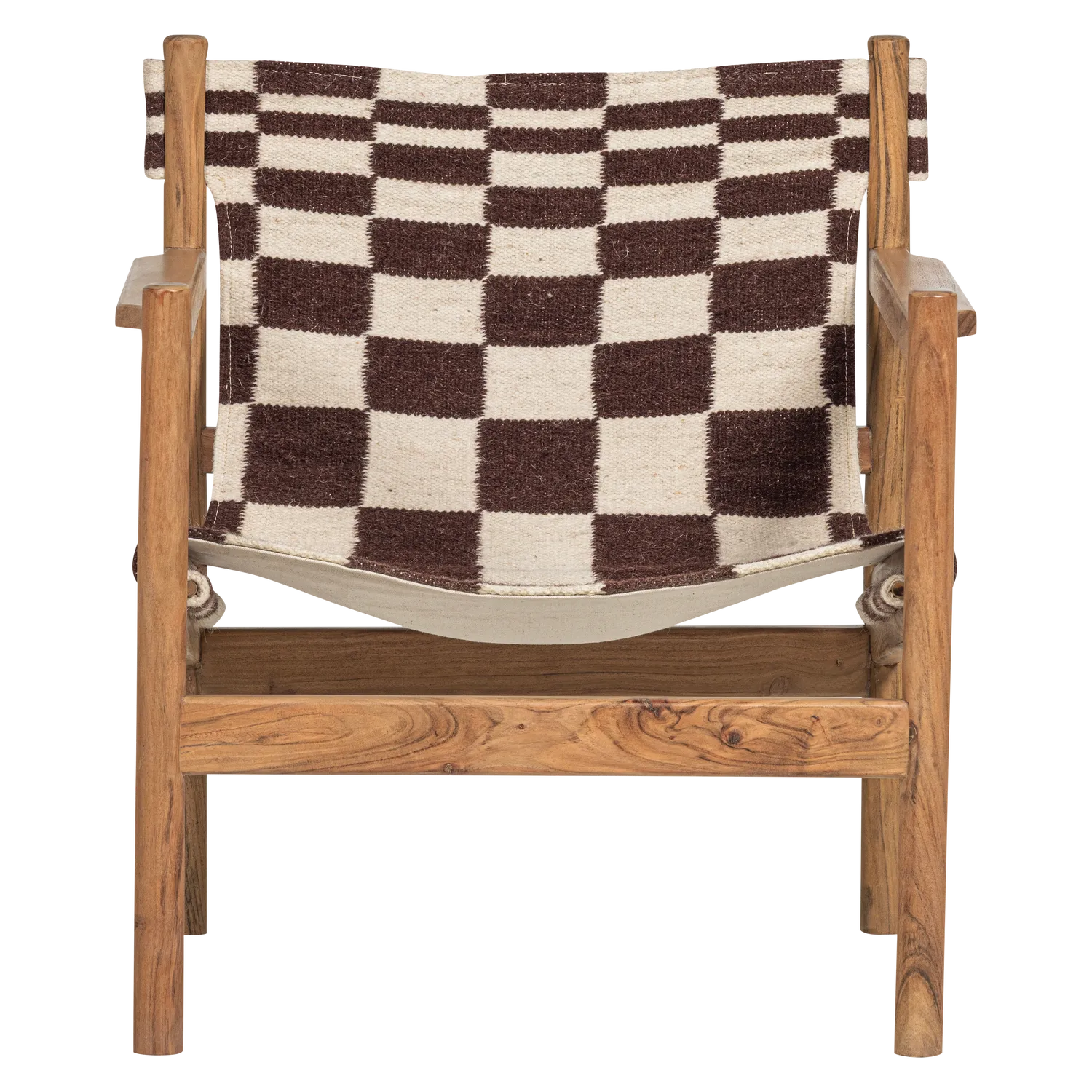 Woood Zano Fauteuil Hout Bruin Met Kelim Zitting Naturel - KwaliteitWonen.nl