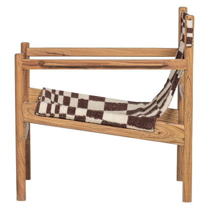 Woood Zano Fauteuil Hout Bruin Met Kelim Zitting Naturel - KwaliteitWonen.nl