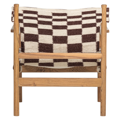 Woood Zano Fauteuil Hout Bruin Met Kelim Zitting Naturel - KwaliteitWonen.nl