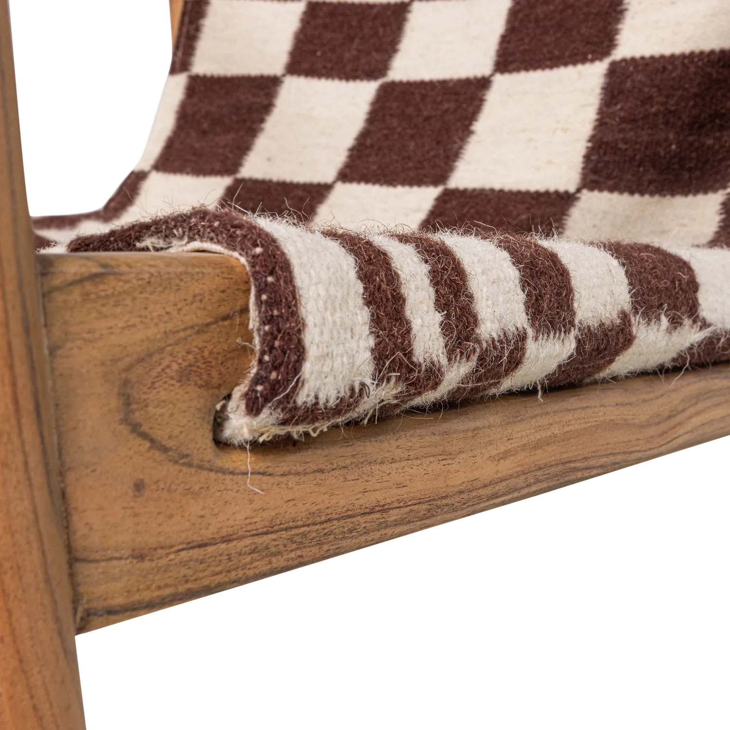 Woood Zano Fauteuil Hout Bruin Met Kelim Zitting Naturel - KwaliteitWonen.nl