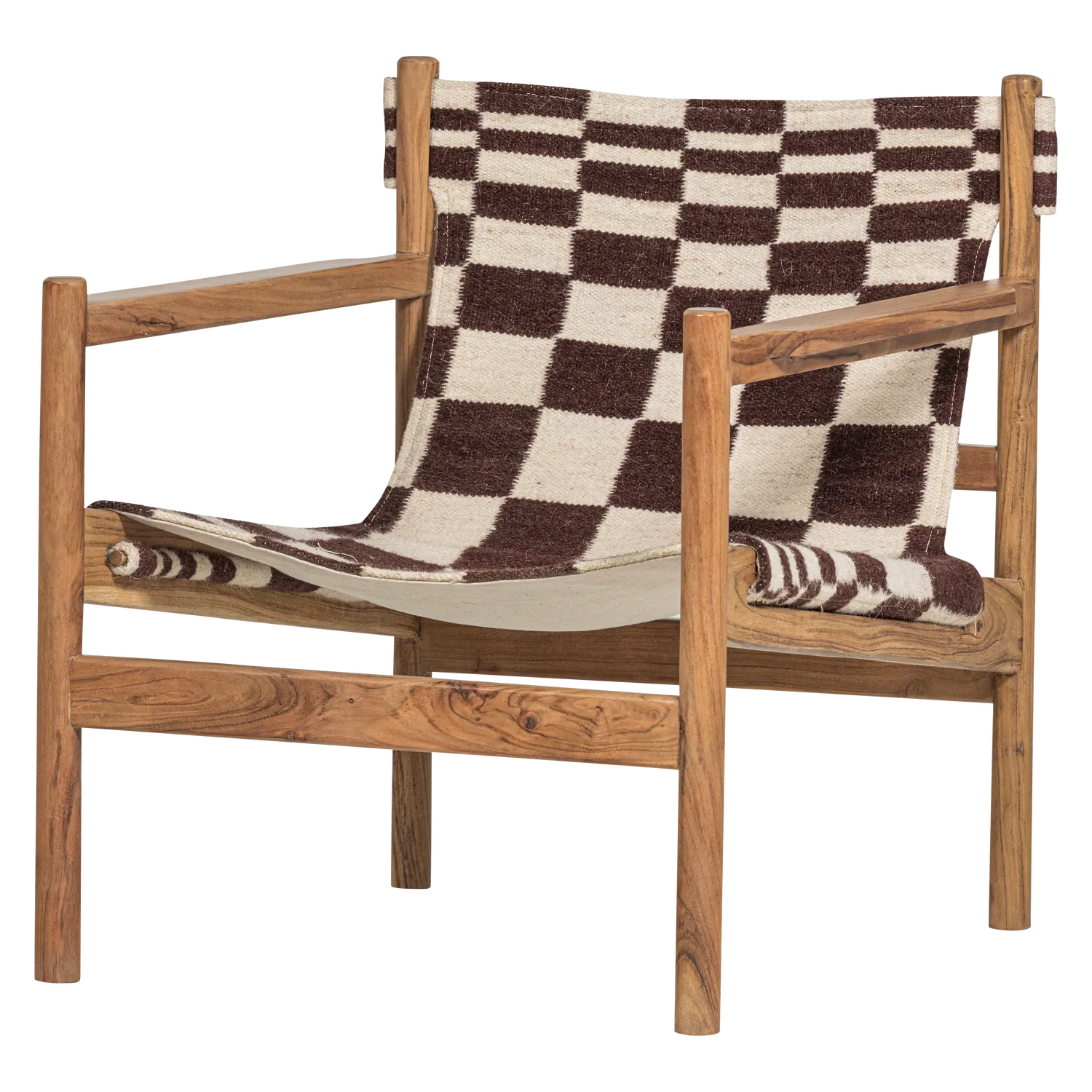 Woood Zano Fauteuil Hout Bruin Met Kelim Zitting Naturel - KwaliteitWonen.nl